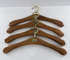 Set of 4 Vtg British Design Wood Brass Plated Hangers San Francisco