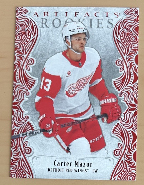 2025-26 Upper Deck Artifacts Carter Mazur Rookie Ruby 082/599 #192 Detroit