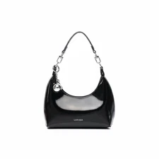 Larissa Glossy Black Cresent Moon Women HandBag