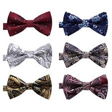 3/6 Pack Bow Tie Adjustable Paisley Plaid Dot Pre-Tie Bowties Classic Br6-04