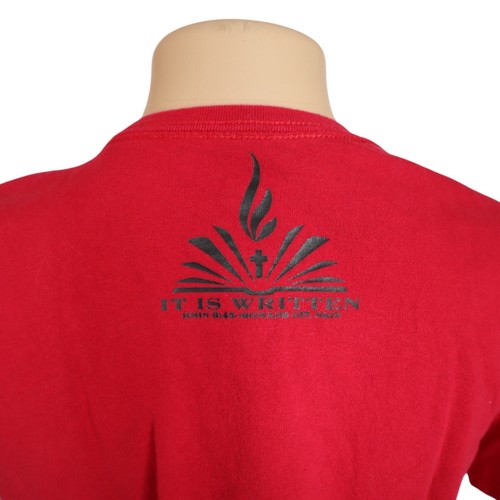 Graphic Red T-Shirt With Skull & Crossbones Print "Wages Of Sin Is Death" Size M - Picture 5 of 8