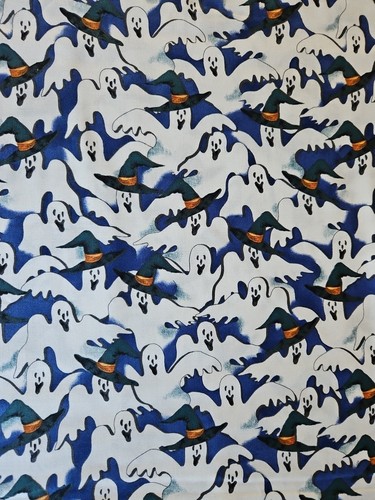 Windham Fright Nights Ghosts On Blue Halloween 100% Cotton Quilt Fabric 1yd - Picture 2 of 3
