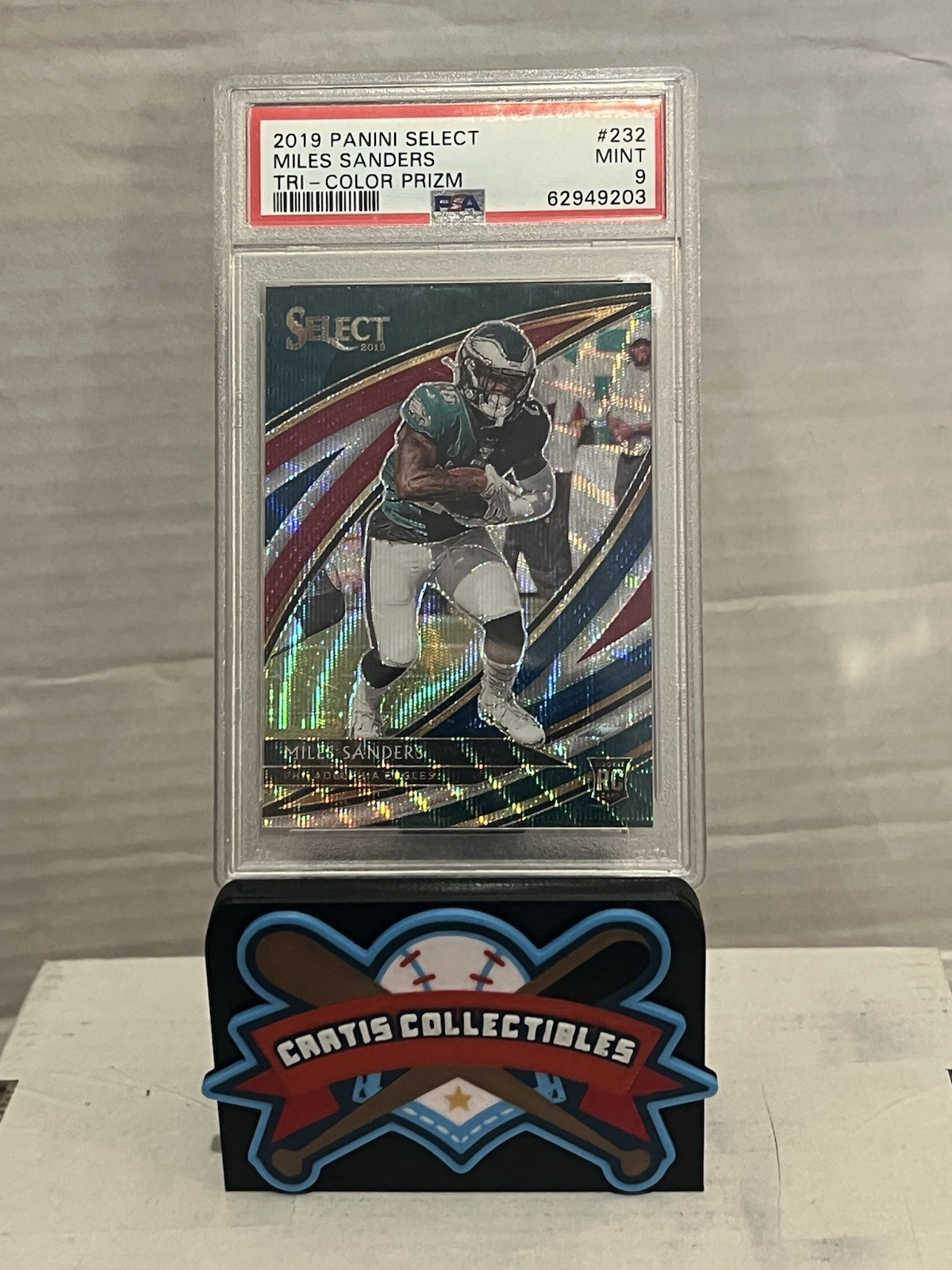 2019 Panini Select Miles Sanders RC Tri Color Field Level Rookie /99 #232 PSA 9