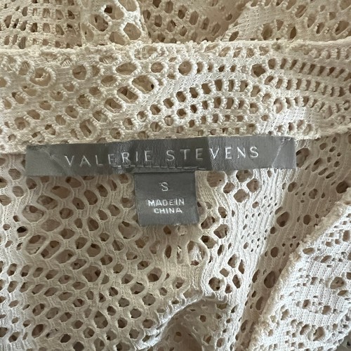VALERIE STEVENS Mesh Cardigan w/Fringe Sz S Ivory Cream Lace Western Boho NEW - Picture 6 of 8