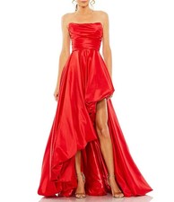 Mac Duggal Red Asymmetrical High Low Strapless Ruched Gown Size 6 $598