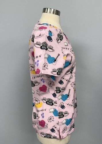 NWT Cherokee FRIENDS Scrub Top L Pink Scubs Nurse Medical Uniform Joey Phoebe - Picture 3 of 11