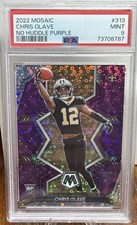 2022 Panini Chris Olave #313 No Huddle Purple Mosaic Prizm /50 (RC)