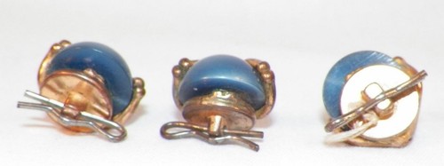 Damen Manschettenknöpfe blaue Moonglow Steine & goldfarbenes Metall & 1 extra Vintage - Bild 4 von 4