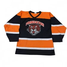 Princeton Hockey Jersey Men M Black Orange Mesh Vintage 80s Sports Graphic