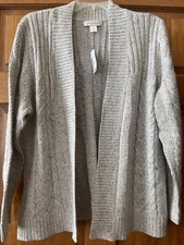 CHRISTOPHER BANKS XL NWT $49.95 OPEN FRONT GRAY CARDIGAN NEW