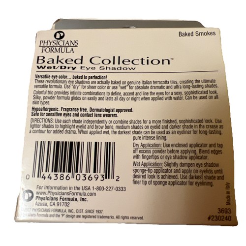 Physicians Formula Baked Smokes 3693 Eye Shadow 07oz NEW Wet Dry Hypoallergenic - Picture 2 of 2