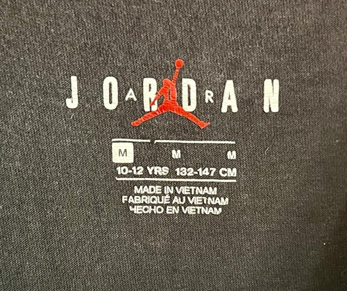 Jordan Boys Shirt Black M Short Sleeve Crew Jumpman Neck Pullover Tee 10-12yrs - Picture 2 of 3