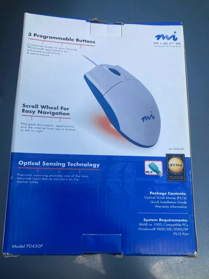Micro Innovations PS/2 Optical Scroll Mouse Model PD430P NEW OLD STOCK (NOS) - Image 3 of 3