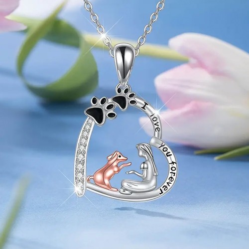 Süßer Stil Frauen Haustier Hund Anhänger, 925 Sterling Silber Halskette Mädchen Schmuck Geschenk - Bild 7 von 10