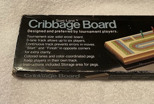 Vintage 1983 Cribbage Board 3 Track Pressman Sure Lane Solid Wood Complete - Picture 3 of 21