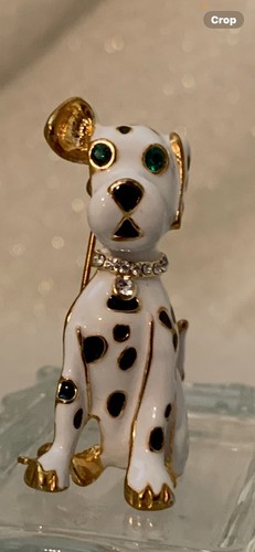 Black & White Enamel & Crystal Dalmation Dog Brooch - Picture 19 of 21