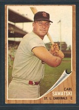1962 Topps #106 CARL SAWATSKI St. Louis Cardinals ~ VG+ wrinkle
