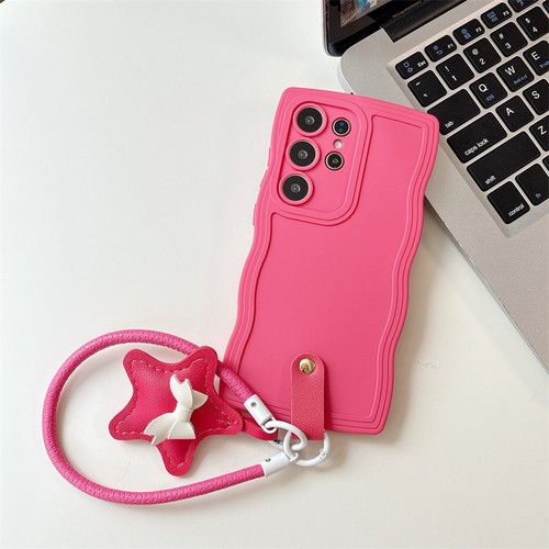 For Samsung S25/S24/S23 FE Ultra Case Cute Wave Phone Cover +Bow Star Hand Strap - Picture 13 of 20