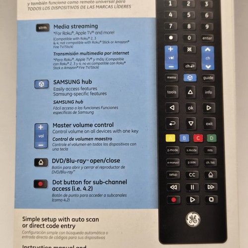 GE Ultrapro 44235 4-Device Universal Samsung Replacement Remote Black New - Picture 10 of 11