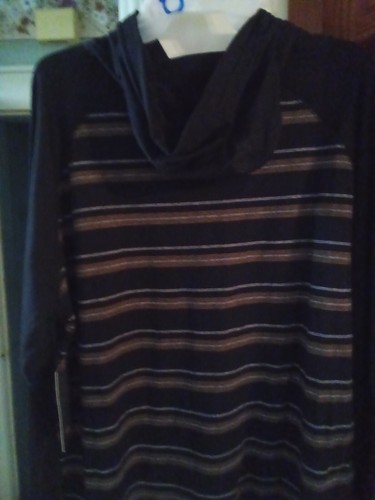 Men's Long Sleeve Hooded Top, Size XL/TG By BURNSIDE, Black w/ Brown Stripes New - Bild 8 von 8