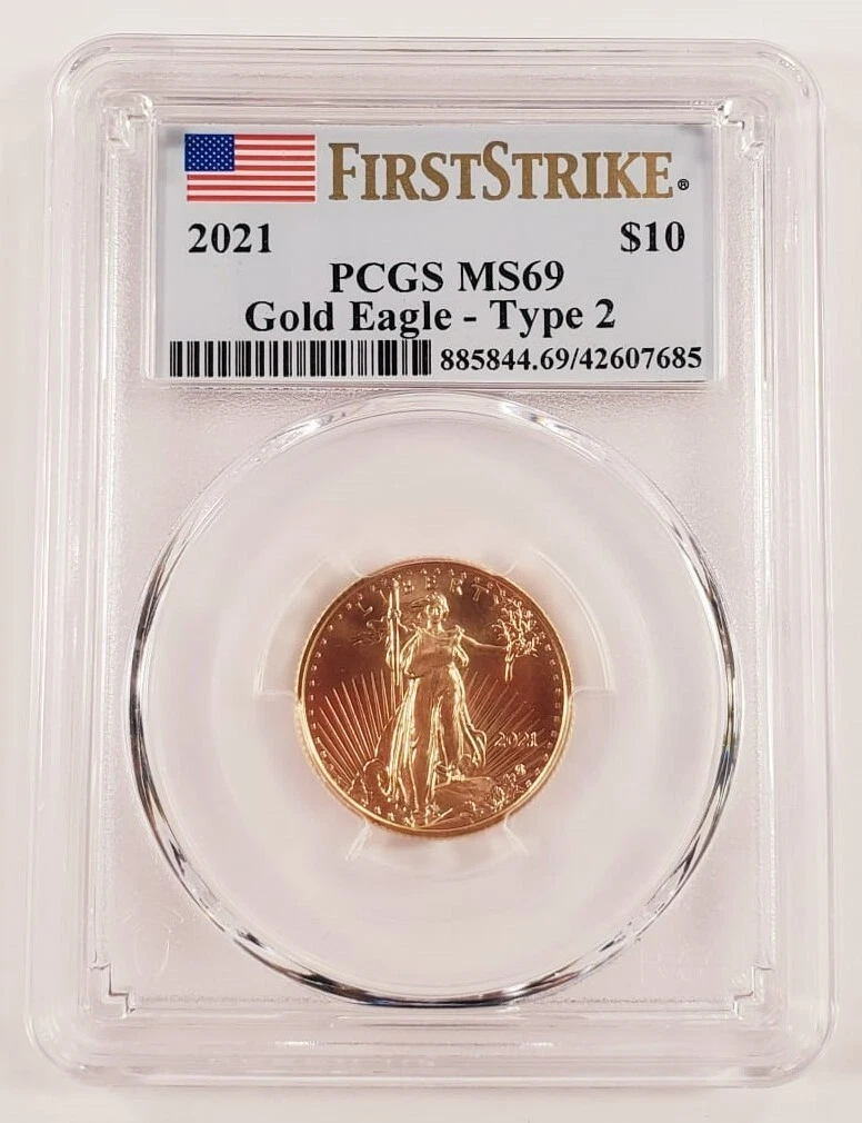 2021G $10 1/4 Oz. Americano Oro Águila Graduado Por Calidad Como MS69 Tipo 2