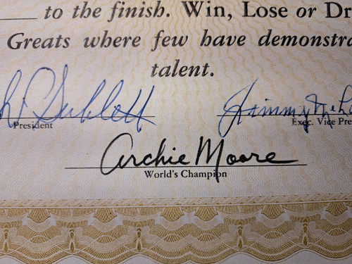 Golden State Boxing Wrestlers, Degree of Hard Knocks Awards, Signed Archie Moore - Picture 5 of 12