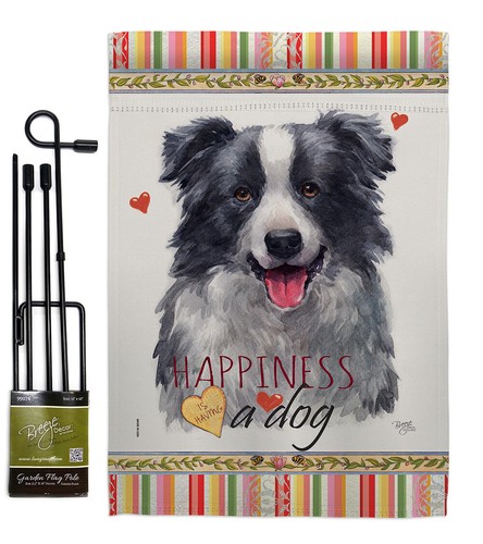 Border Collie Happiness Garden Flag Animals Dog Decorative Yard House Banner - Picture 7 of 13