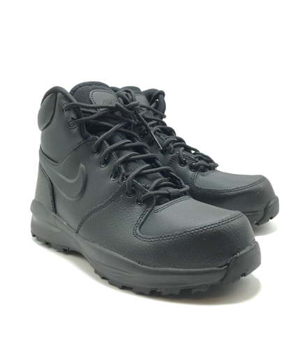 *NEW* Youth Grade-School Nike Manoa J Leather Boots Triple Black (BQ5372 001) 👍 - Picture 2 of 7