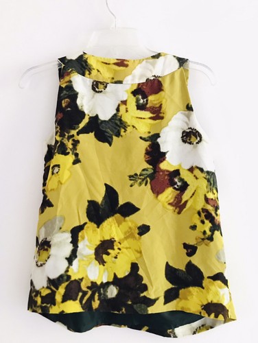 Kate Spade Bette Seide Blumen Top Damen XS Extra Small Gelb Schleife Ärmellos - Bild 3 von 12