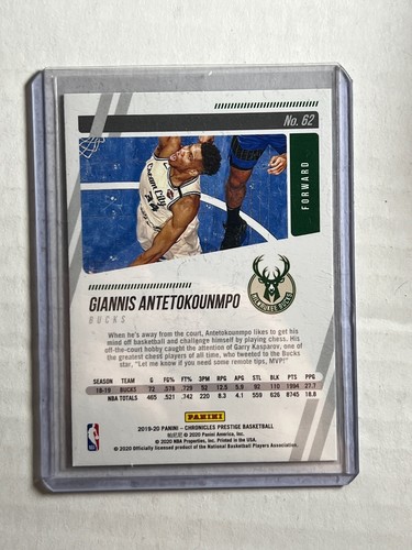 Giannis Antetokounmpo 2019-20 Panini Prestige  Teal #62 Milwaukee Bucks SP Card - Picture 2 of 3