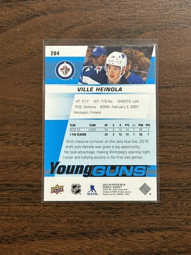 2019-20 Upper Deck Young Guns Ville Heinola #204 Rookie - Picture 4 of 4