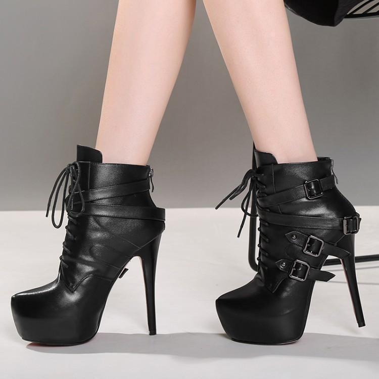 New Platform Round Toe Sexy Stiletto Lace Up Zip Buckle Strap donna Ankle stivali New Platform Round Toe Sexy Stiletto Lace Up Zip Buckle Strap donna Ankle stivali