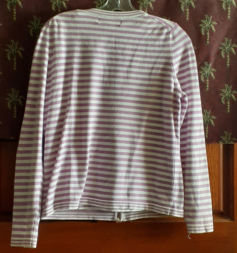 Conjunto de suéter vintage Sutton Studio cárdigan a rayas lilas y camiseta sin mangas L - Imagen 2 de 11