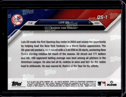 2024 Topps Now Offseason #OS-1 Luis Gil Rookie of the Year Base Karte (Menge) - Bild 2 von 2