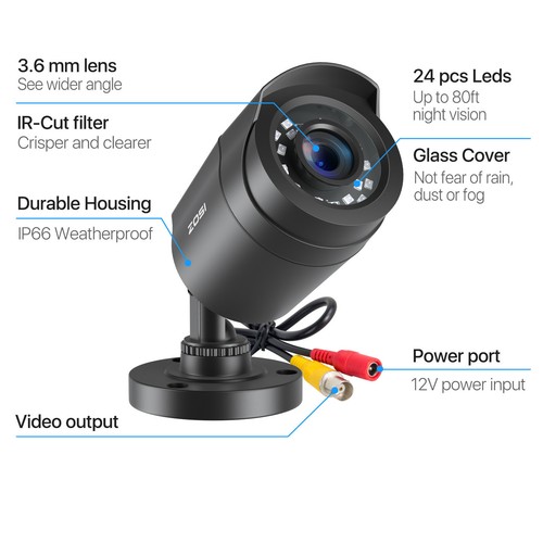 ZOSI 1080p 4in1 HD Outdoor Bullet CCTV Surveillance Security Camera Night Vision - Picture 11 of 11