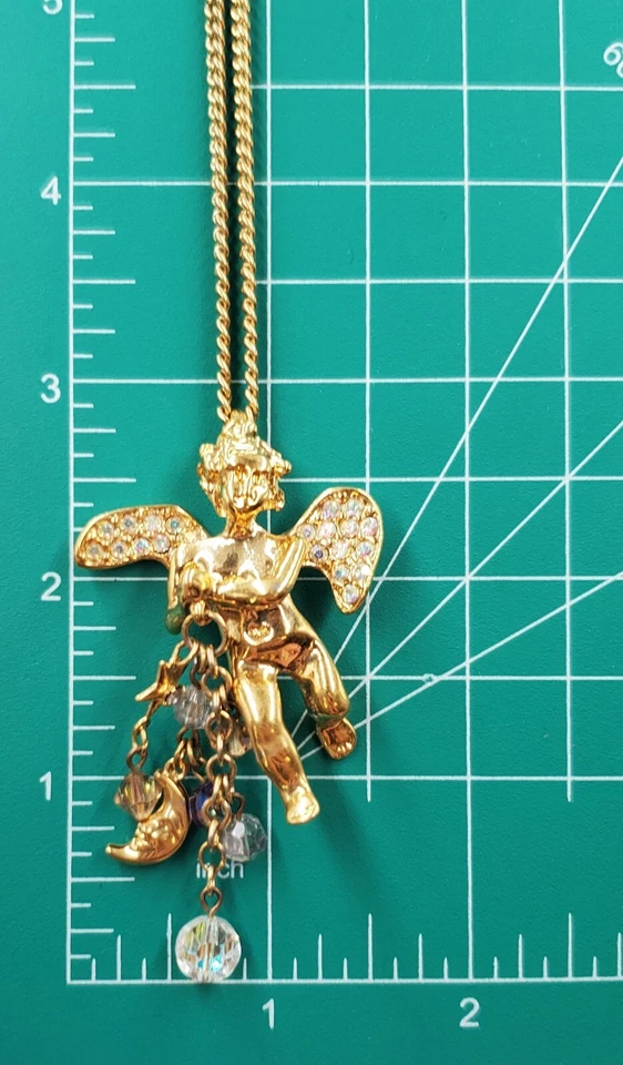 Collar Kirks Folly 32 pulgadas Tono Dorado Cristal Alas de Ángel Estrella Celestial Luna Cuentas Foto 4 de 4