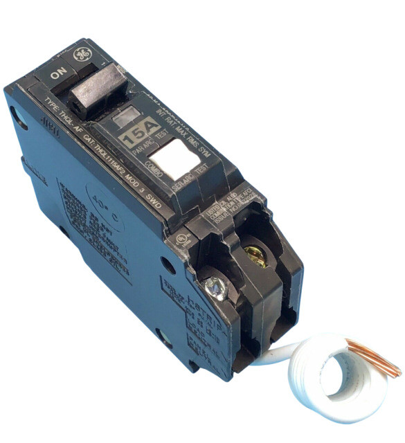 GE THQL1115AF2 15Amp 1-Pole Plug-In Circuit Interrupter for sale online