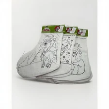 Lot Of (12) Create Basics DIY Printed Holiday Stocking Reindeer / Bear / Santa