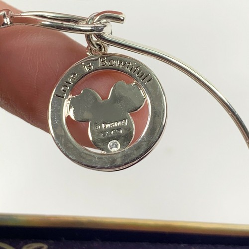 Disney Bracelet MINNIE MOUSE "Love Is Bowtiful" Rose Bow Diamond Silver Plated - Picture 3 of 8