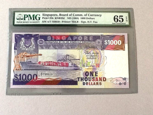 Singapore P-25b 1,000 Dollars ND(1984) PMG 65 EPQ - Picture 2 of 4