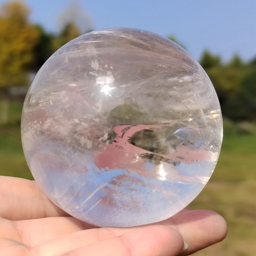 Cristalli sfera quarzo trasparente naturale superiore 0,9 libbre sfera quarzo Reiki energia guarigione - Foto 4 di 12