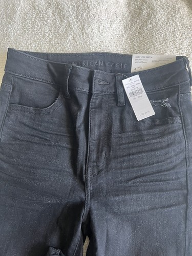 NWT AMERICAN EAGLE Super Hi Rise Jegging Women Jeans 27W Size 4 Black $50 - Picture 2 of 2