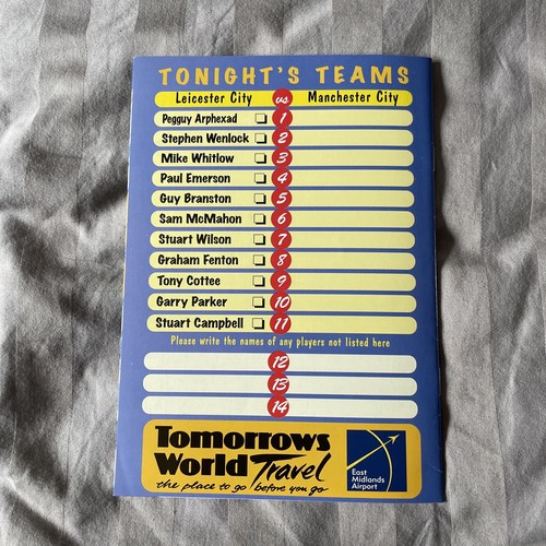 1997 LEICESTER CITY V MANCHESTER MAN CITY PONTINS LEAGUE RESERVES PROGRAMME VGC - Picture 6 of 6
