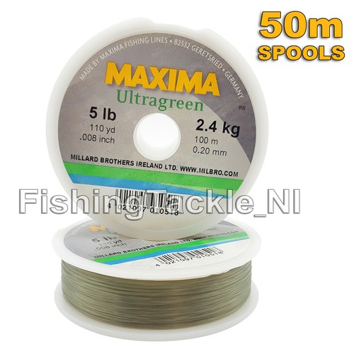 Maxima Ultragreen Fishing Line - Hi-Tensile Monofilament  2lb-30lb - 50m Spools - Picture 1 of 3