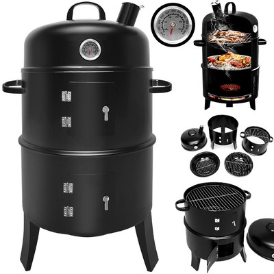 Grilltonne Räuchergrill Smoker 3 in1 BBQ Holzkohlegrill Räucherofen Grill Tonne