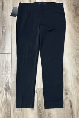 Zara Basic Womens Straight Leg Ankle Pants Side Zip Black Size Large NEW