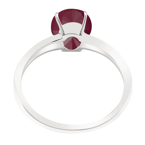 1.00Ct Oval Shape Natural Burmese Red Ruby Women's Ring In 14KT White Gold - Picture 2 of 4