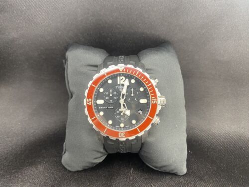 Reloj de cuarzo para hombre Tissot T0664171705701 Seastar 1000 bisel rojo hecho en Suiza - Imagen 3 de 9