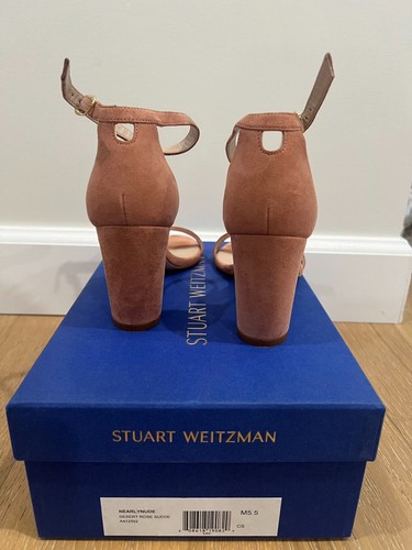 Stuart Weitzman Nearlynude Sandals Womens Size 5.5 Suede Desert Rose - Great Con - Picture 4 of 6