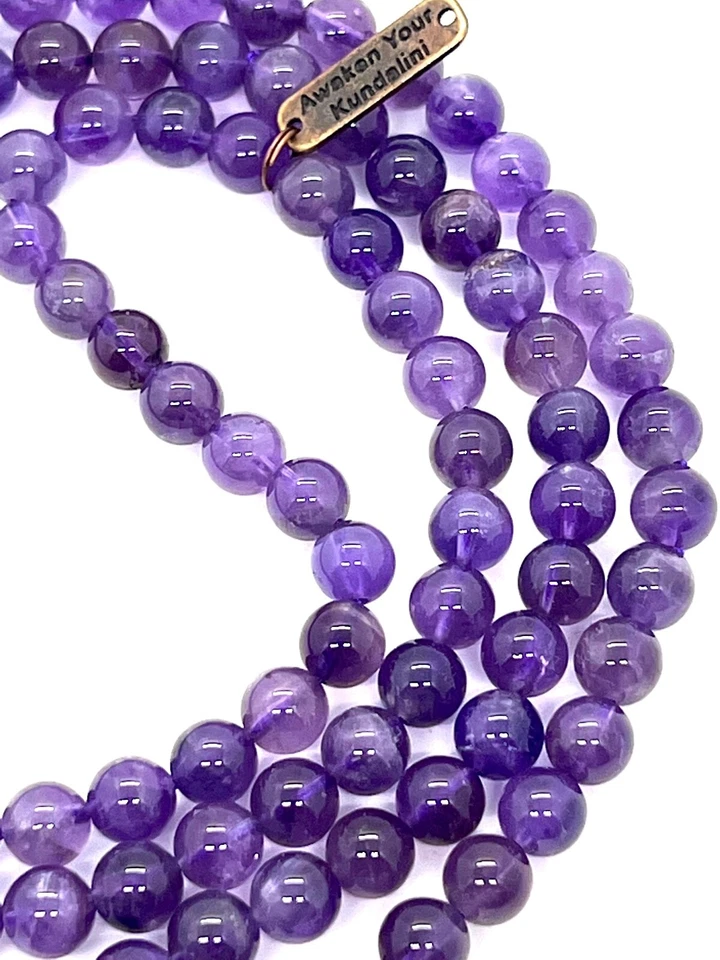 Colar de contas de ametista Mala - 6mm 108 contas de oração budistas - Imagem 3 de 4